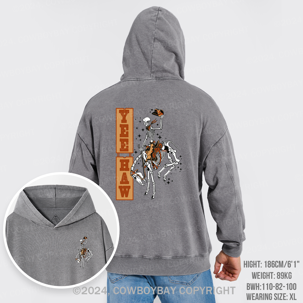 Yee Haw,Retro Halloween Garment-Dye Hoodies