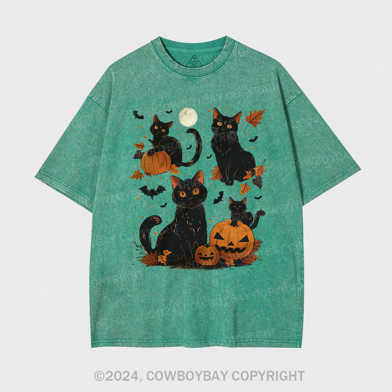 Black Cat Pumpkin Garment-dye Tees