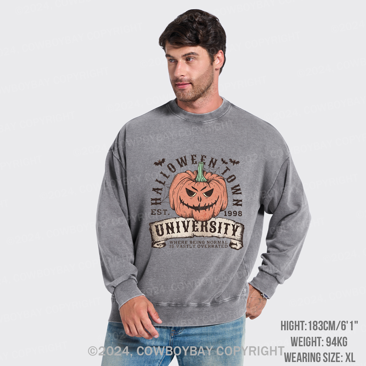 Halloween Town Fall Pumpkin Washed Sweatshirts