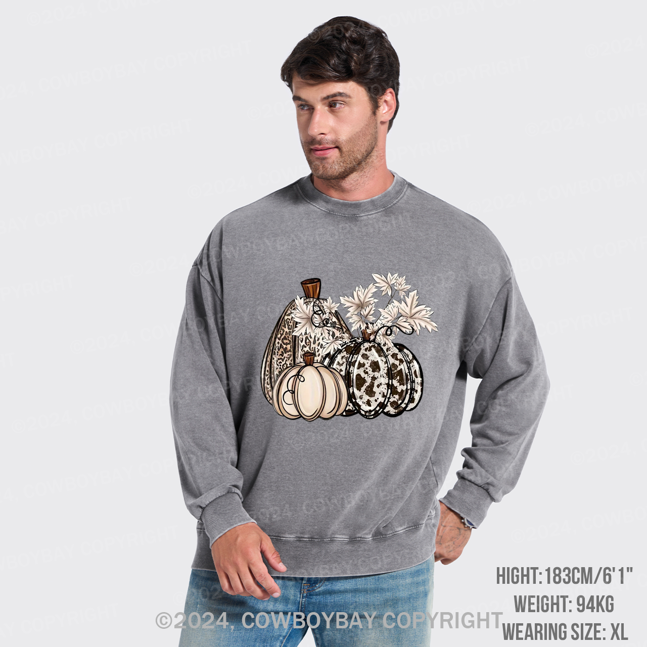 Pumpkins Fall Halloween Washed Sweatshirts