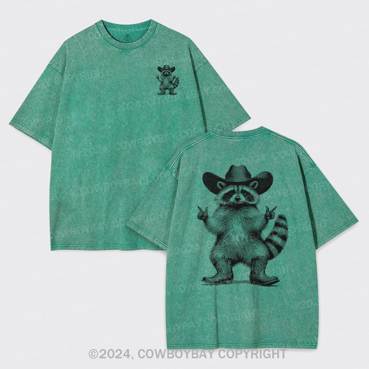 Cowboy Raccoon Vintage Garment-dye Tees