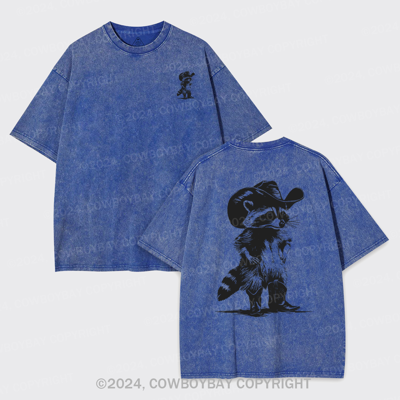 Western Vintage Cowboy Racoon Garment-dye Tees