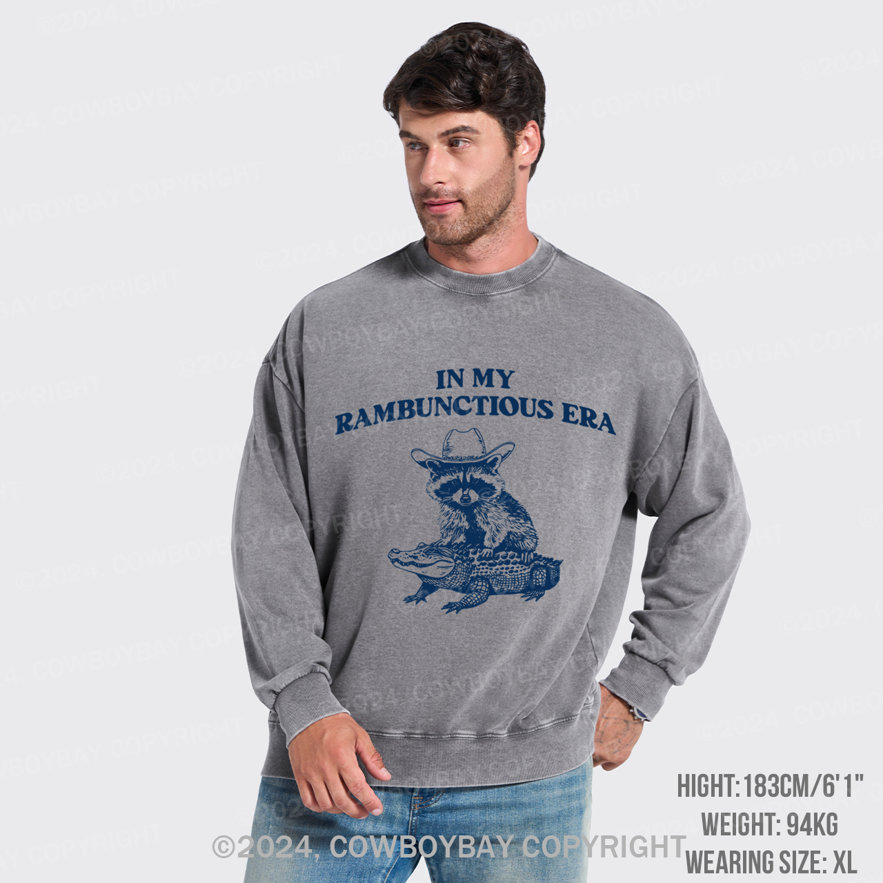 In My Rambunctious Era Racoon Washed Sweatshirts