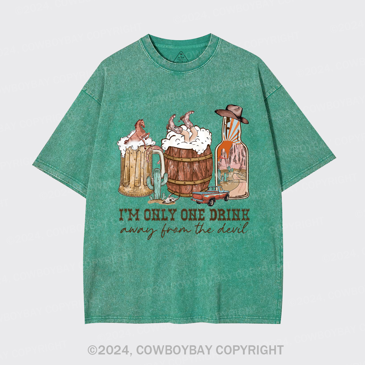 I'm Only One Drink Away From The Devil Garment-dye Tees