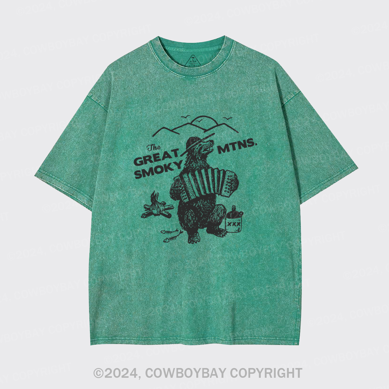 Smoky Bluegrass Grizzly Bear Garment-dye Tees