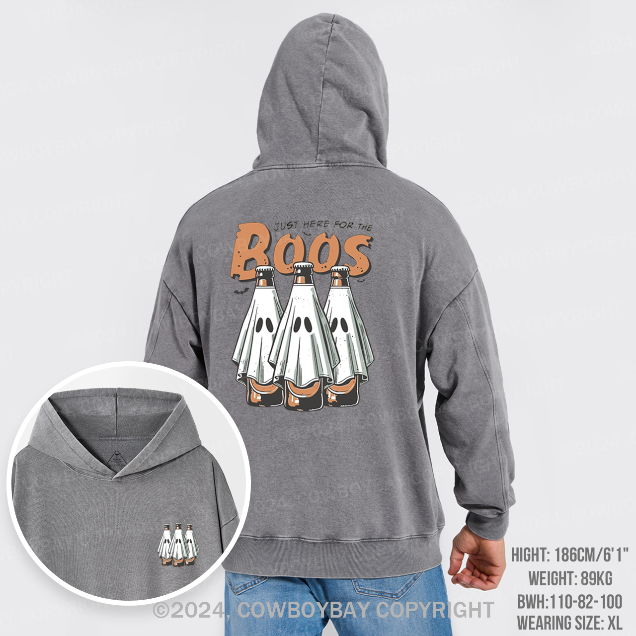 Halloween Just Here For The Boos Garment-Dye Hoodies