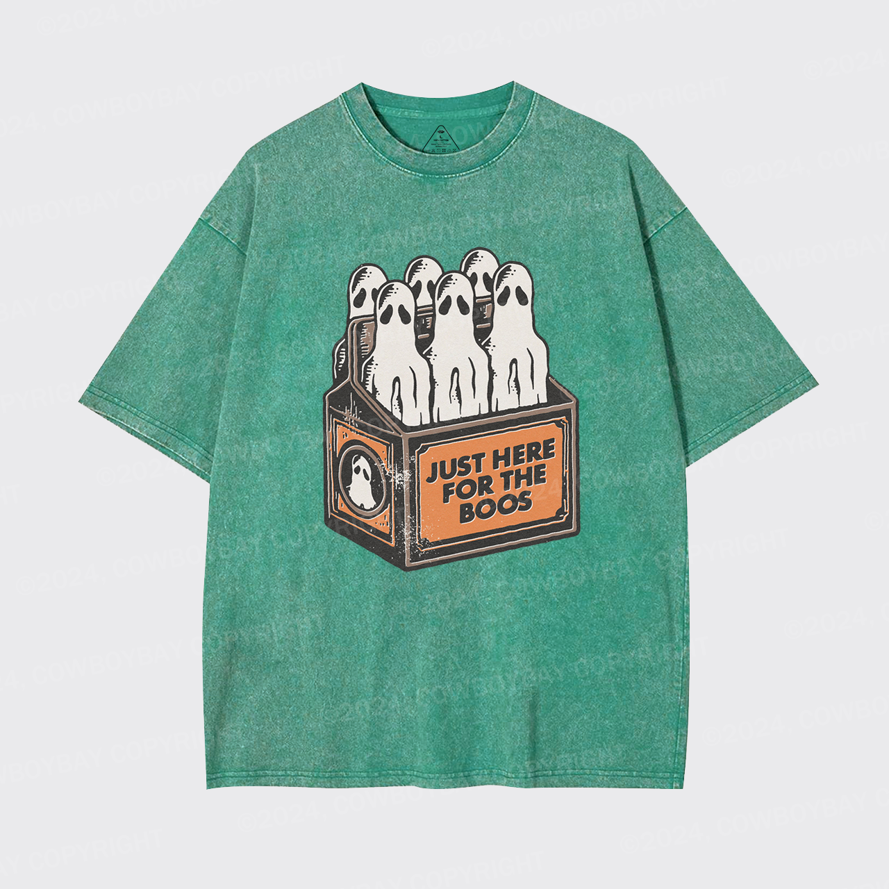 Here For The Boos 6 Pack Booze Ghost Beer Bottles Garment-dye Tees