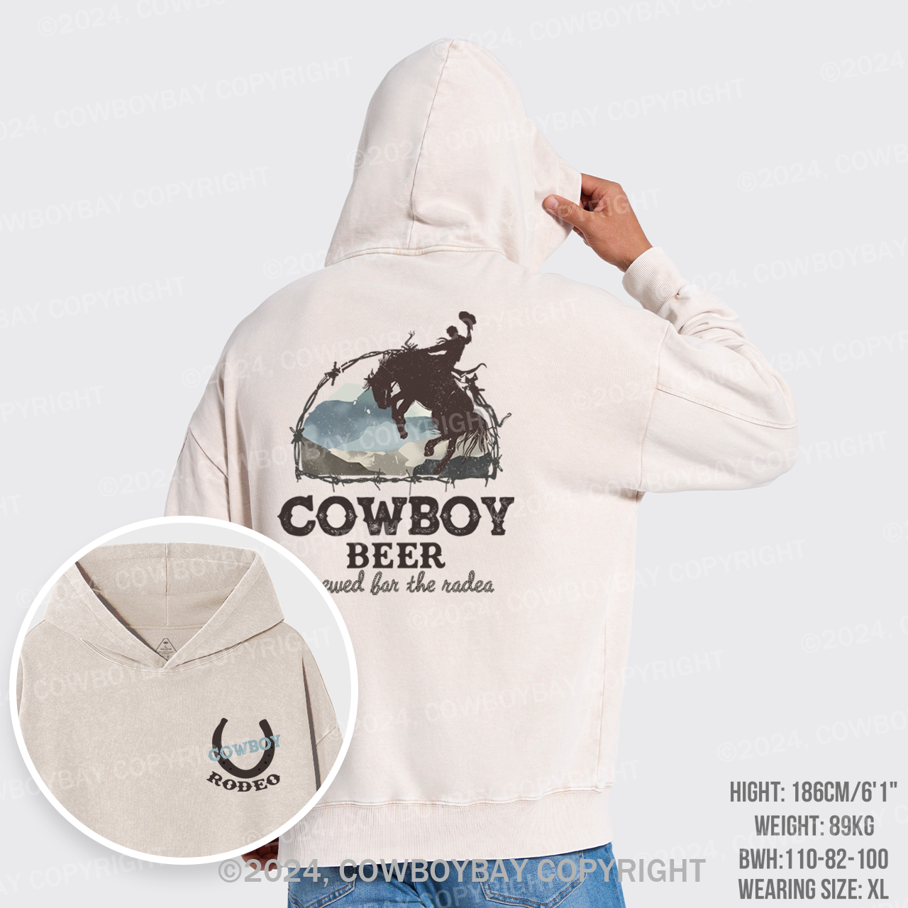 Beers Brewed for The Cowboy Rodeo Garment-Dye Hoodies