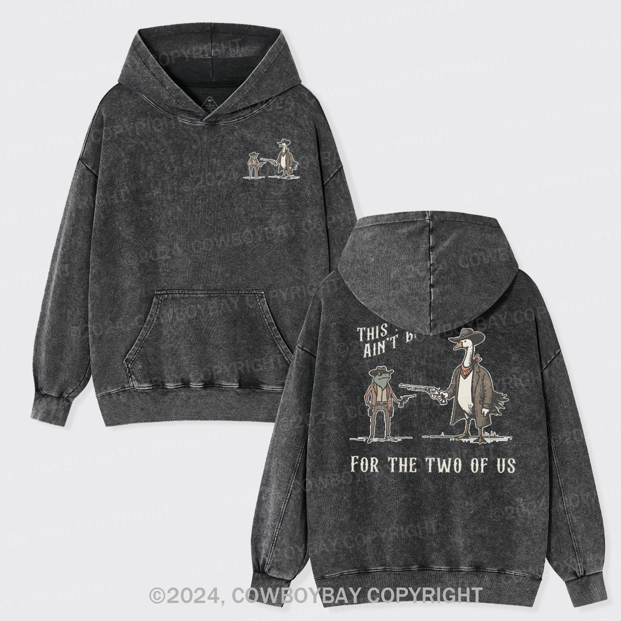 Vintage Silly Goose And Frog Garment-Dye Hoodies