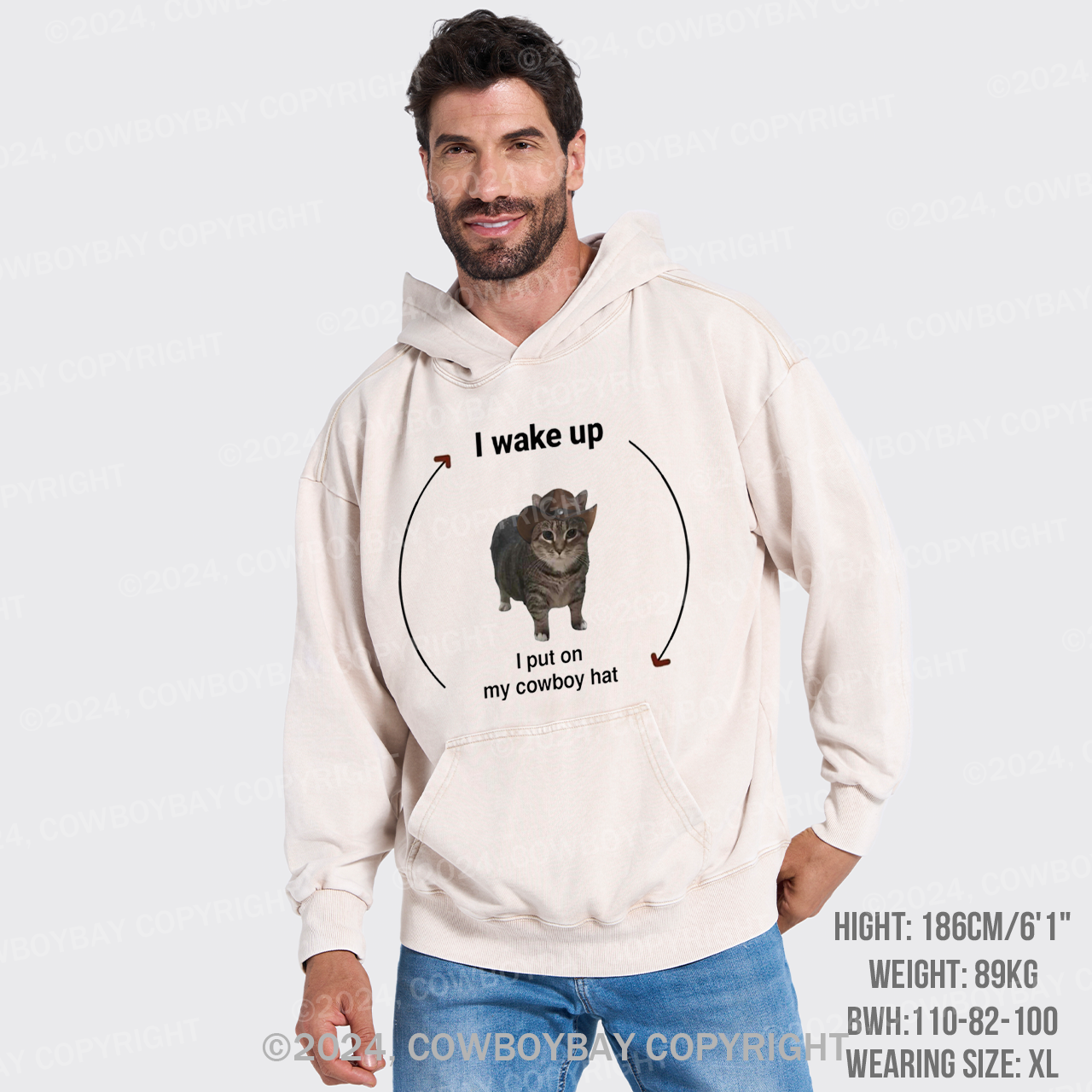 I Wake Up,I Put On My Cowboy Hat Garment-Dye Hoodies