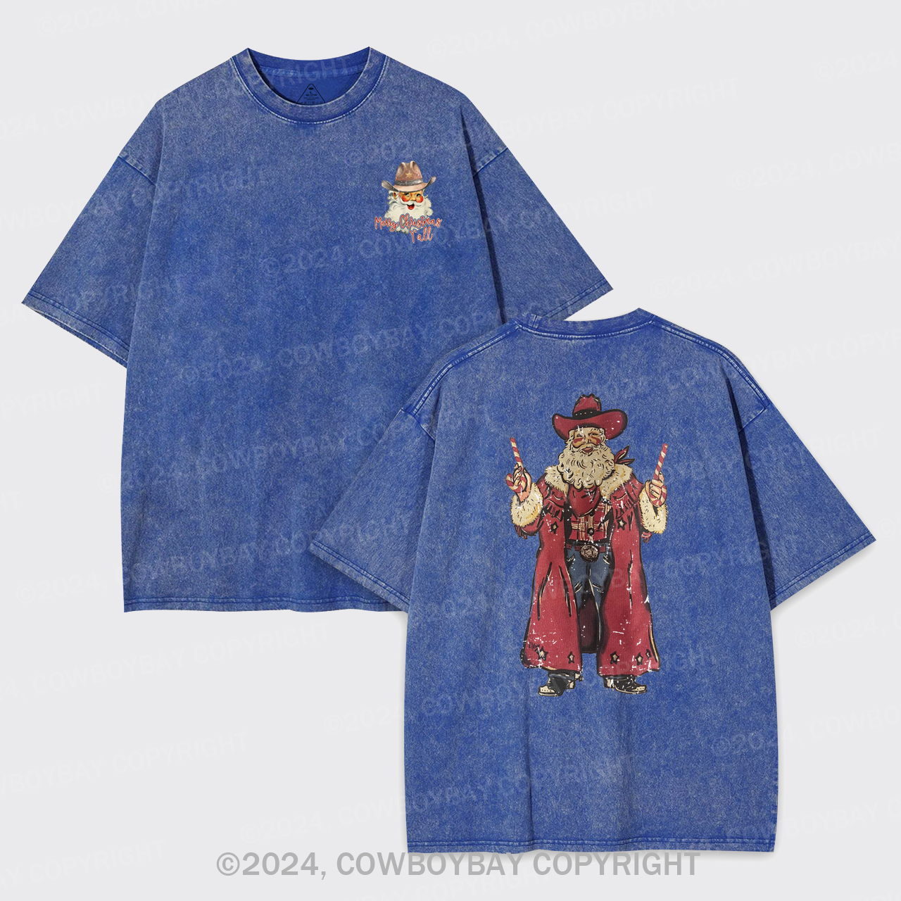 Christmas Cowboy Santa Garment-dye Tees