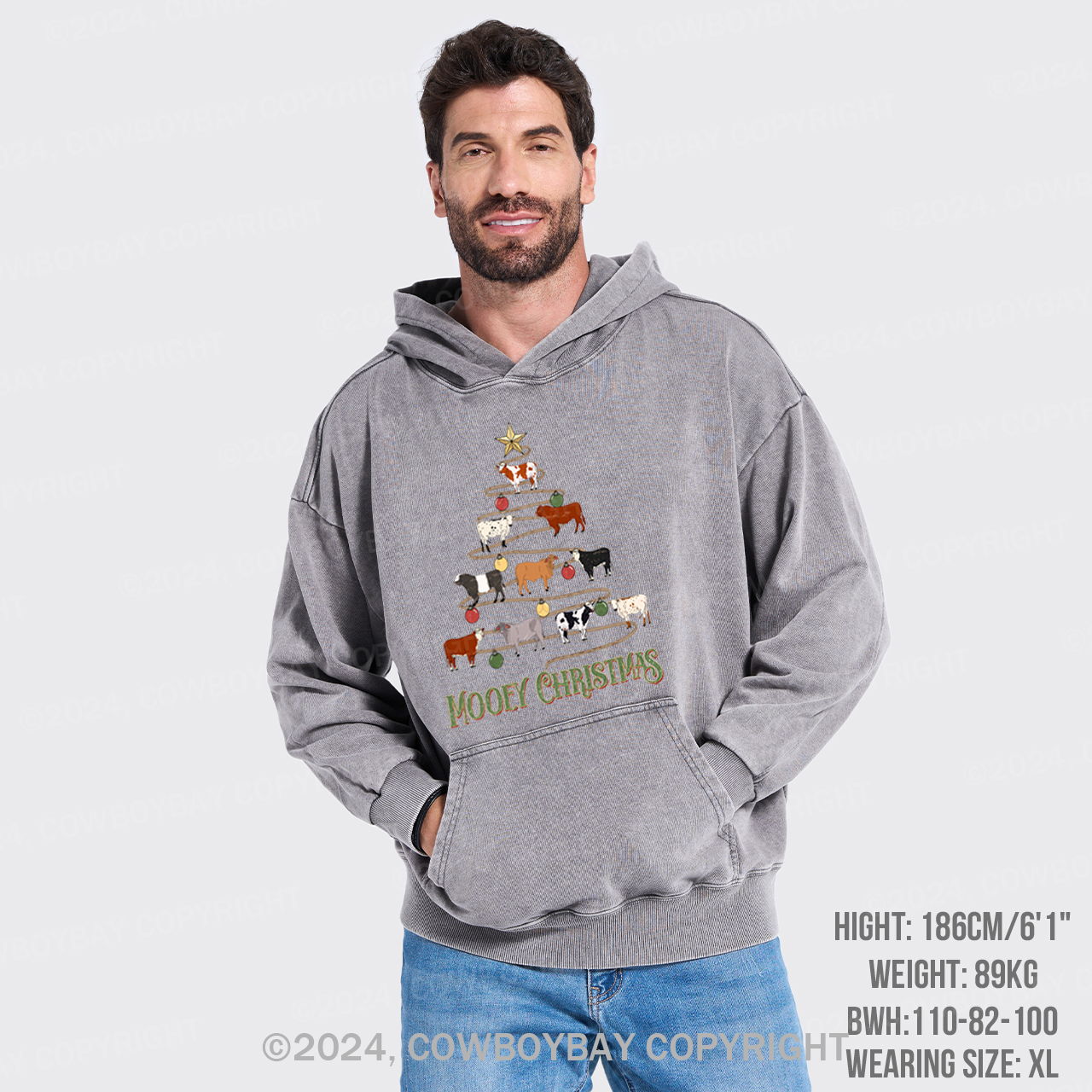Mooey Christmas Garment-Dye Hoodies