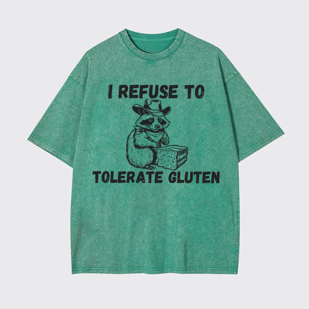 Raccoon Refuse To Tolerate Gluten Garment-dye Tees