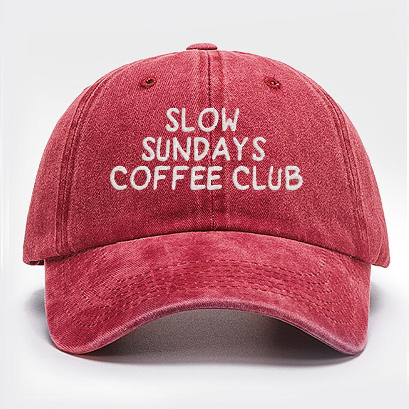 Slow Sundays Coffee Club Embroidered Baseball Cap