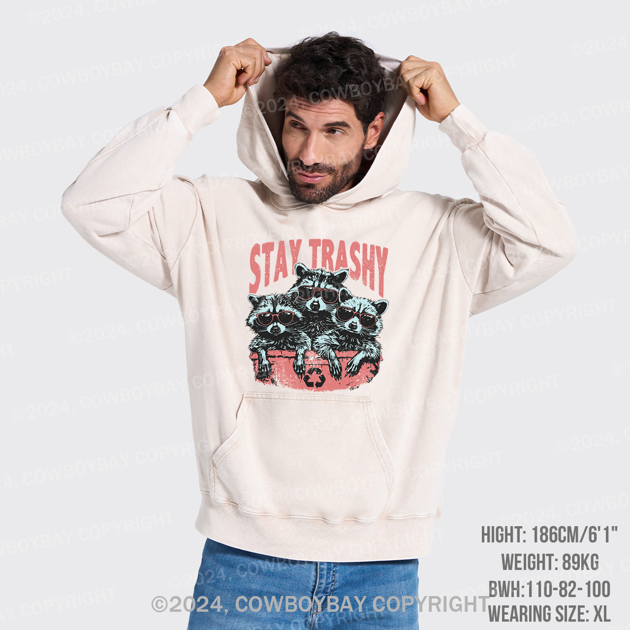 Raccoon Stay Trashy Garment-Dye Hoodies