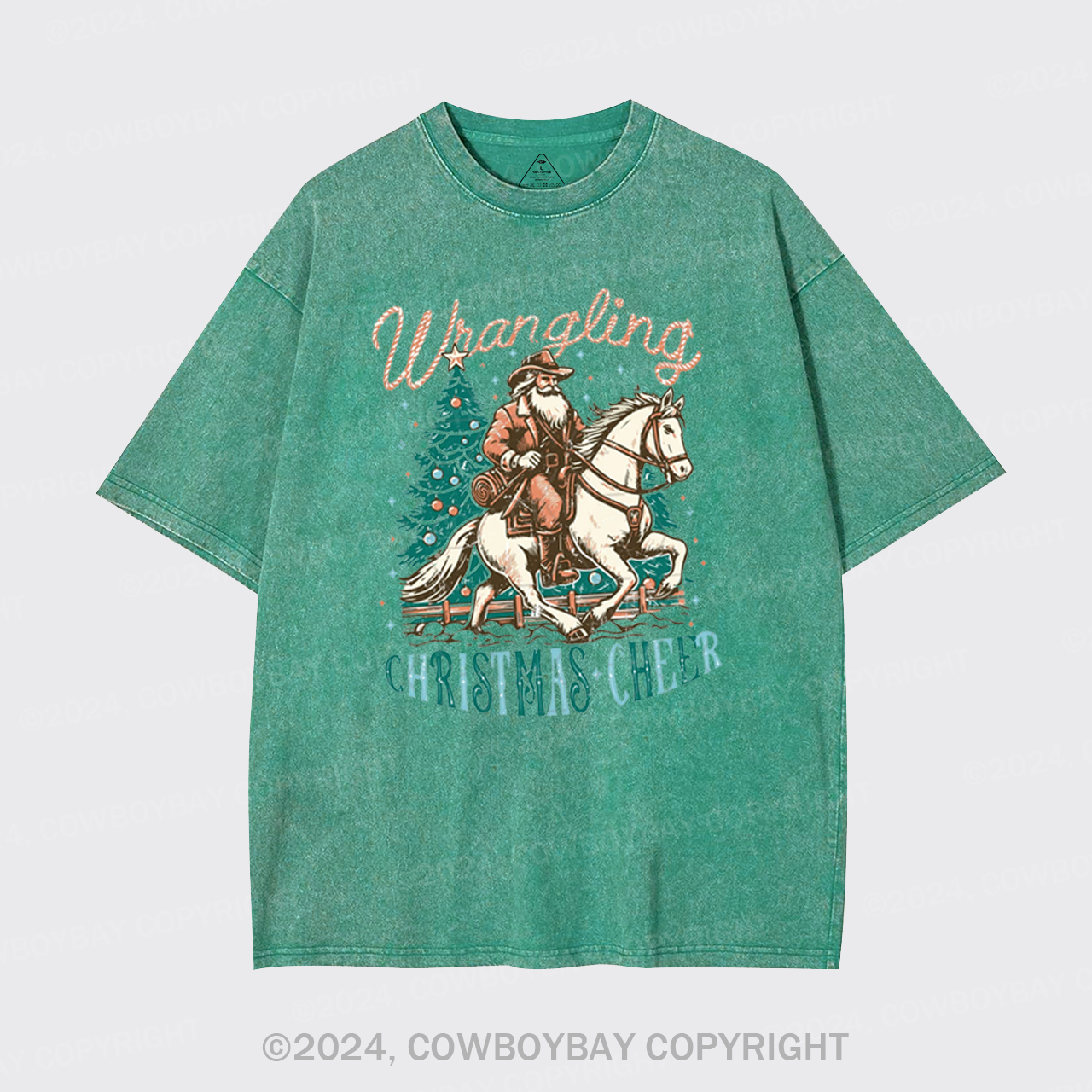 Western Christmas Santa Garment-dye Tees