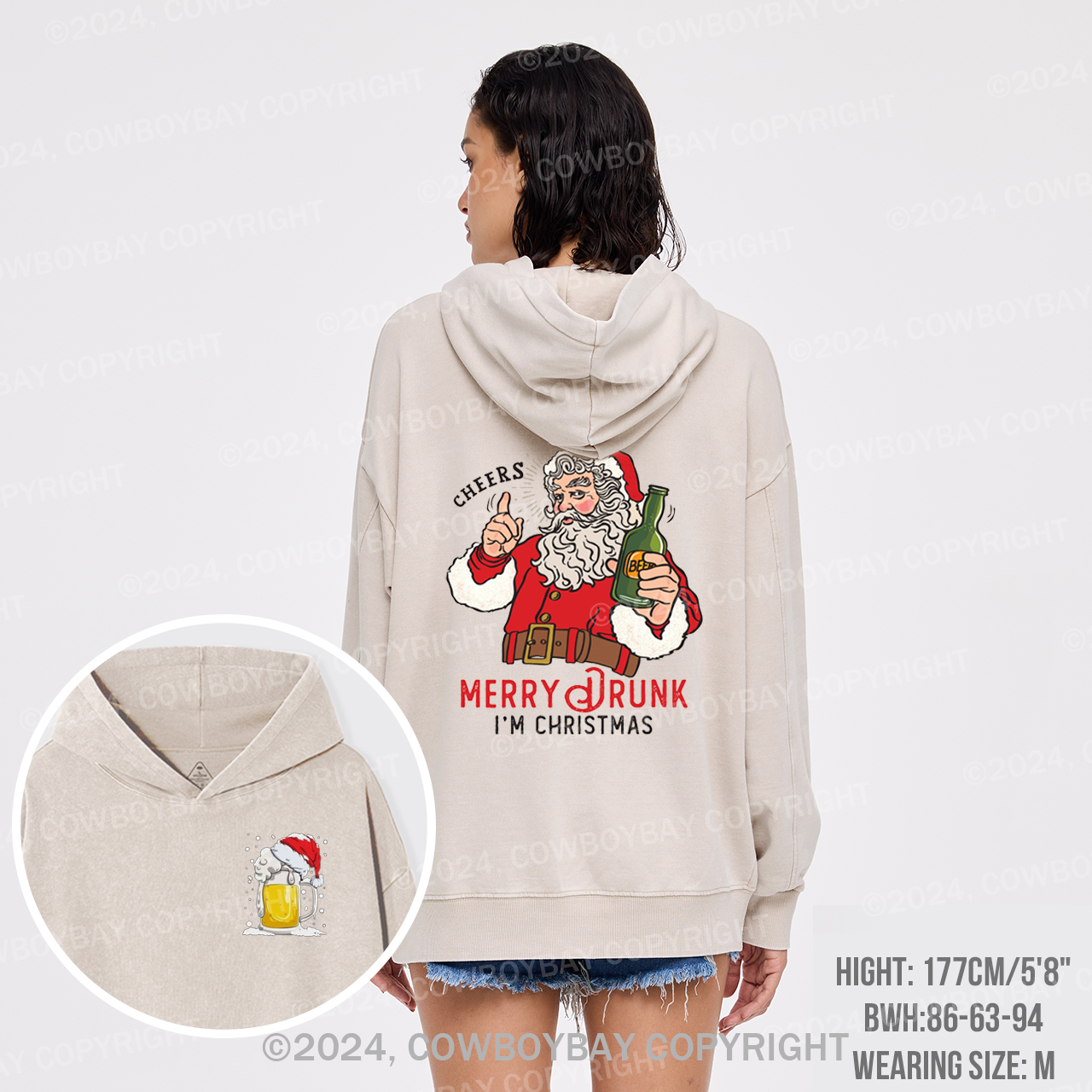 Merry Drunk,I'm Christmas-Santa Garment-Dye Hoodies