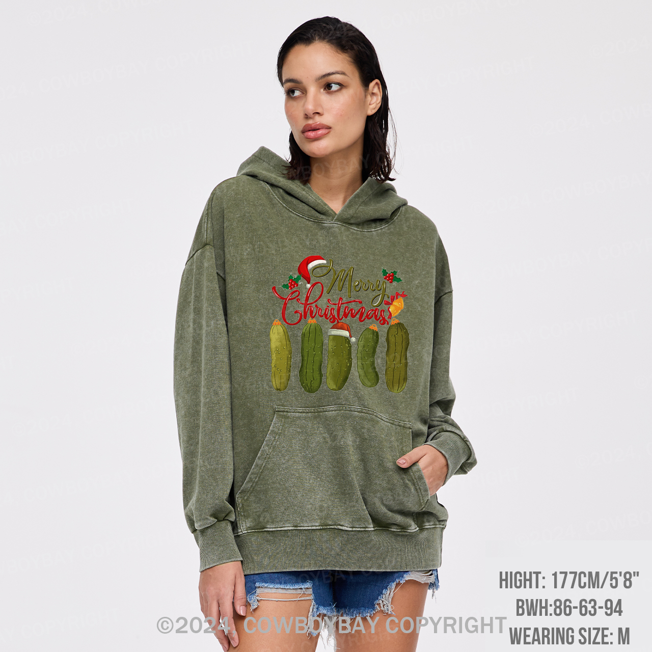 Pickles Merry Christmas Garment-Dye Hoodies
