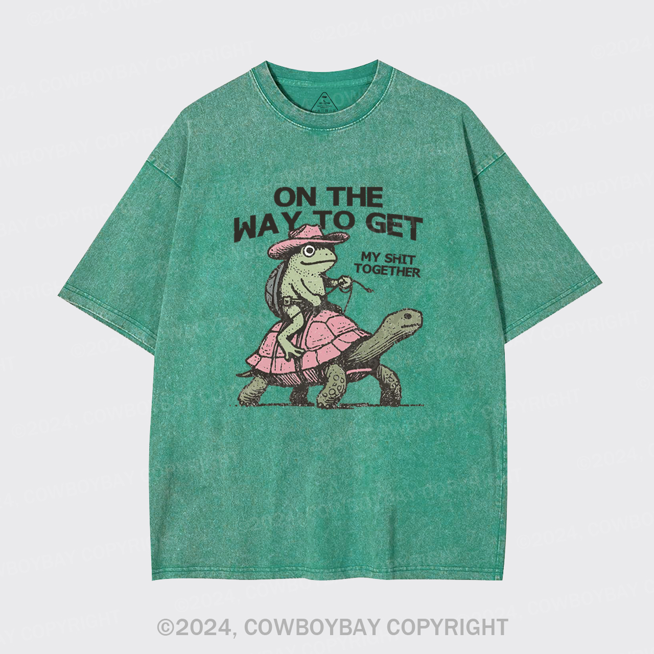 Cowboy Frog On Turtle Garment-dye Tees