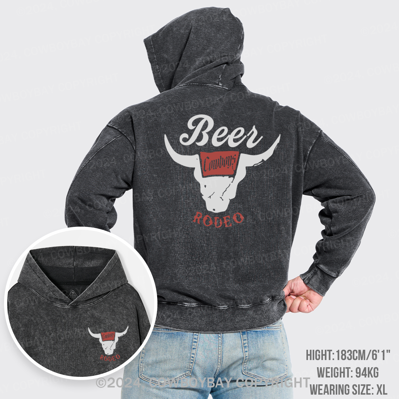 Retro Beer Rodeo Inspired Garment-Dye Hoodies