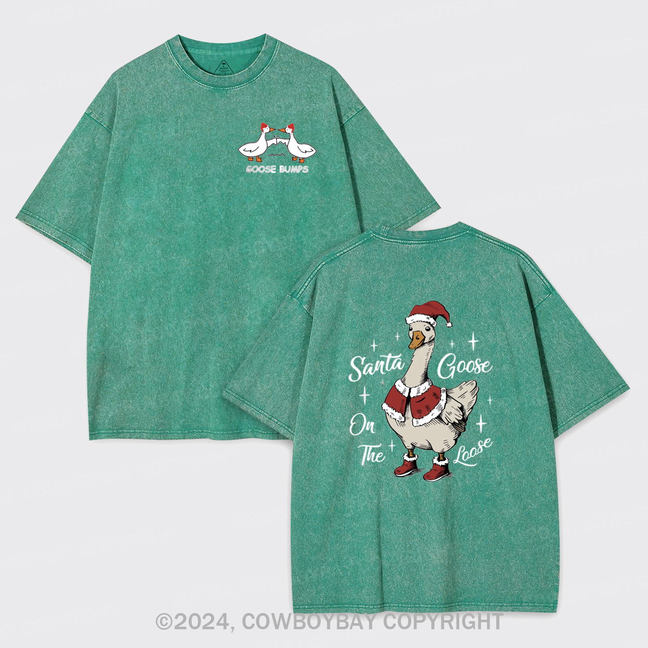 Santa Goose On The Loose Garment-dye Tees