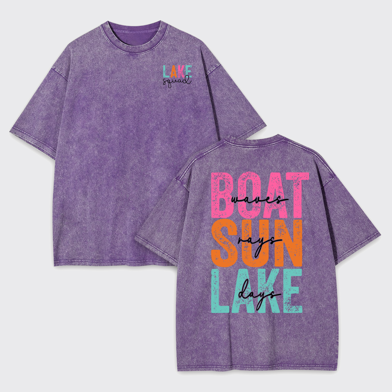 Hello Summer,Boat Waves Sun Rays Lake Garment-dye Tees