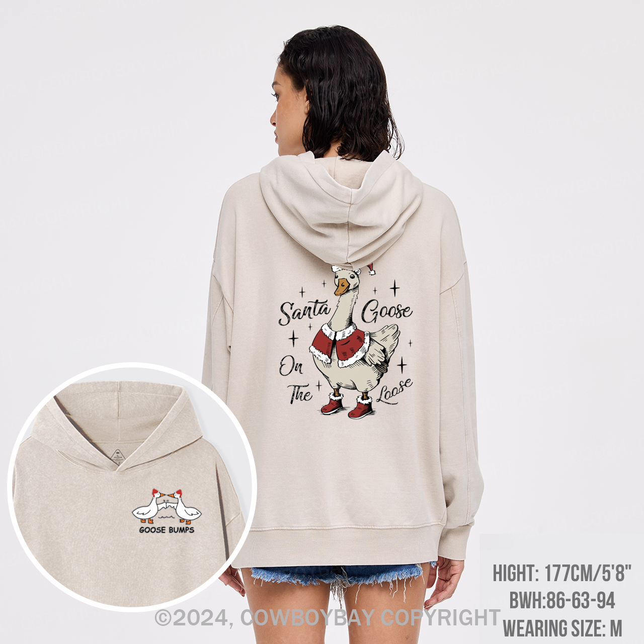 Santa Goose On The Loose Garment-Dye Hoodies