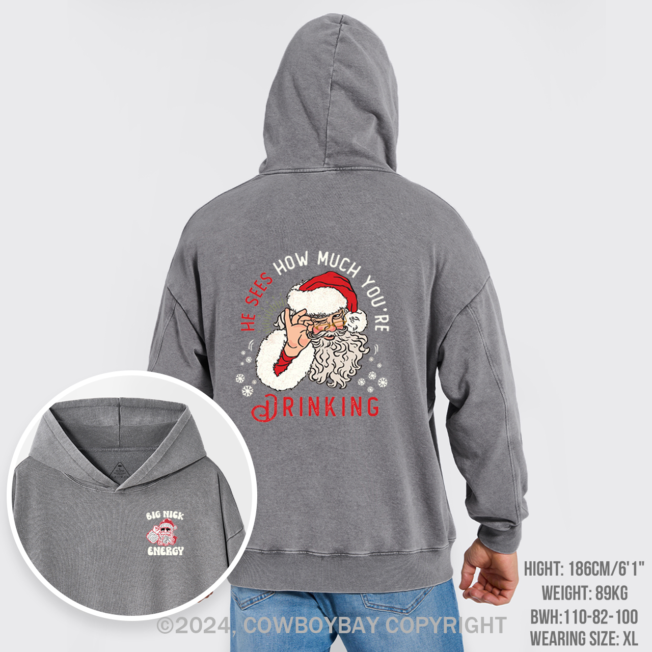 He Sees How Much You're Drinking Garment-Dye Hoodies