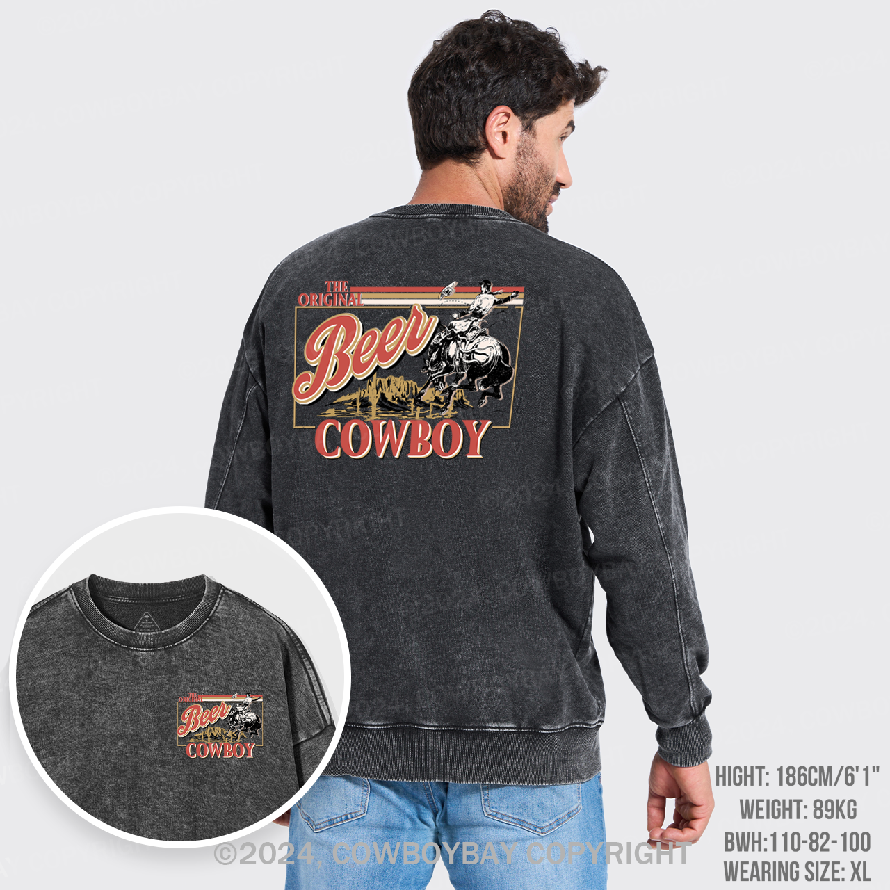 The Original Cowboy Men's Beer Washed Sweatshirts