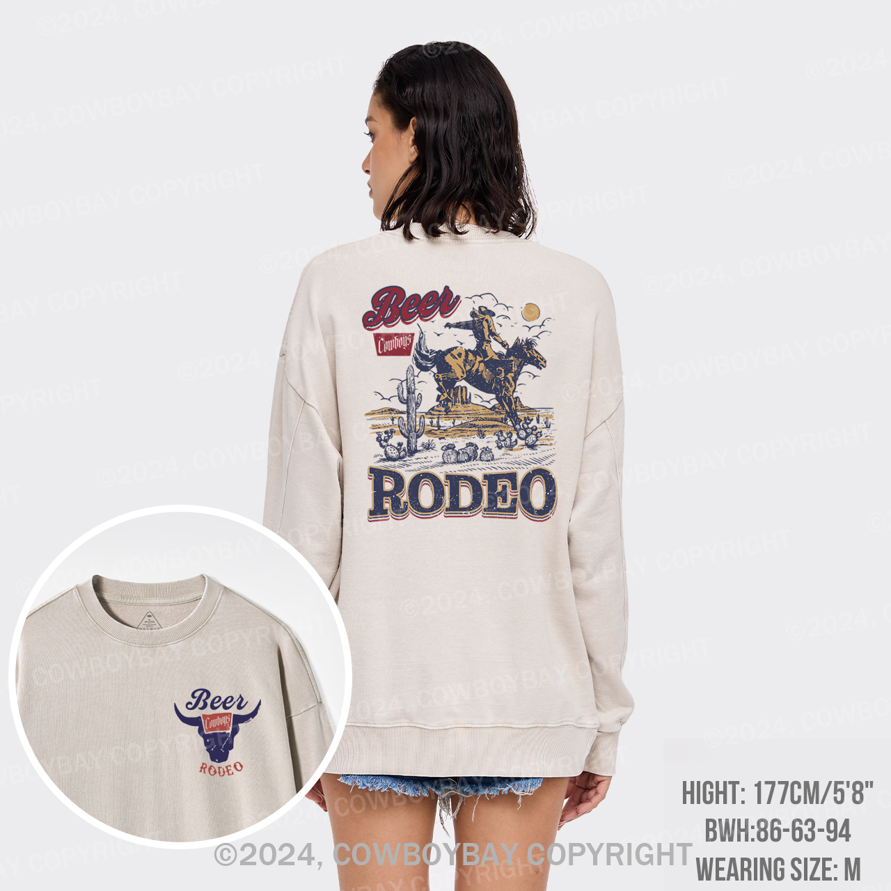 Beer Vintage Vibe Cowboy Washed Sweatshirts