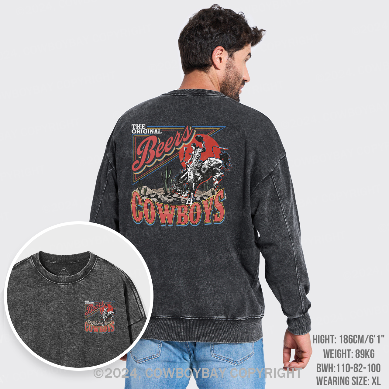 The Beers Rodeo Of Cowboys Washed Sweatshirts