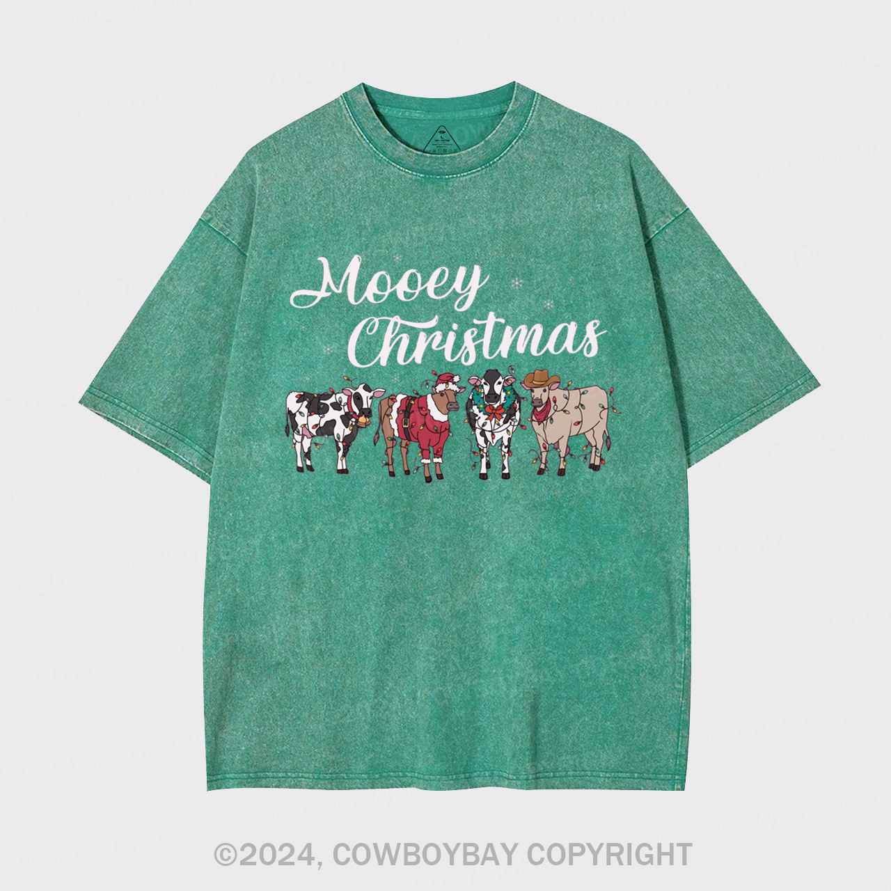 Farm Christmas Cow Garment-dye Tees