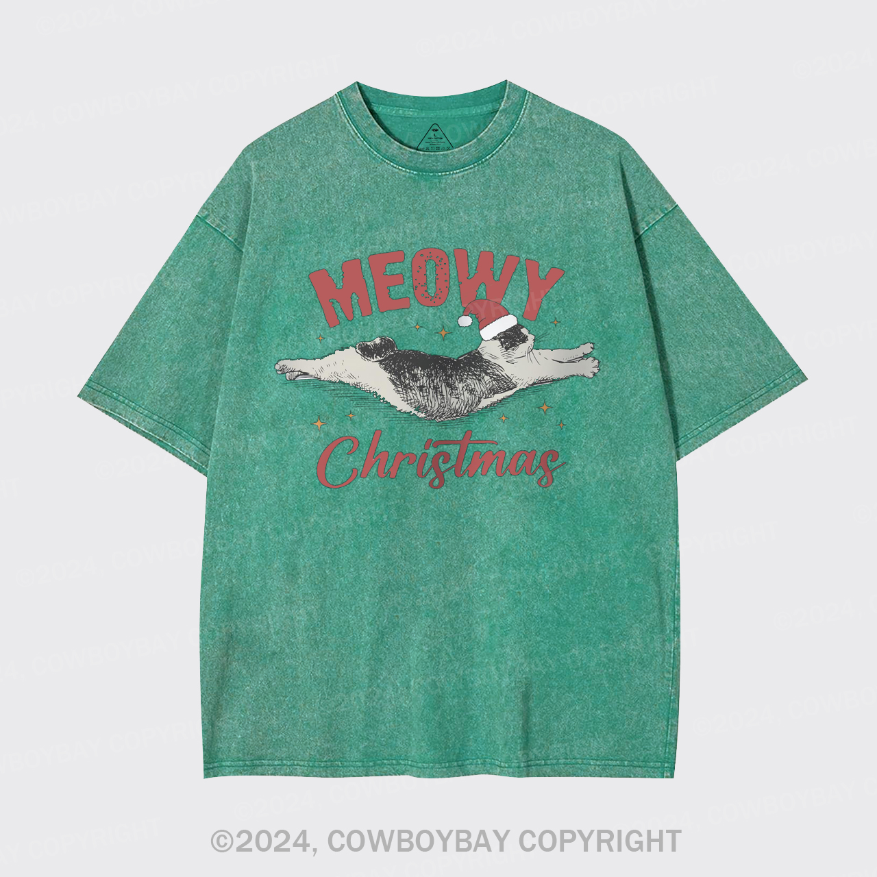Funny Meowy Christmas Garment-dye Tees