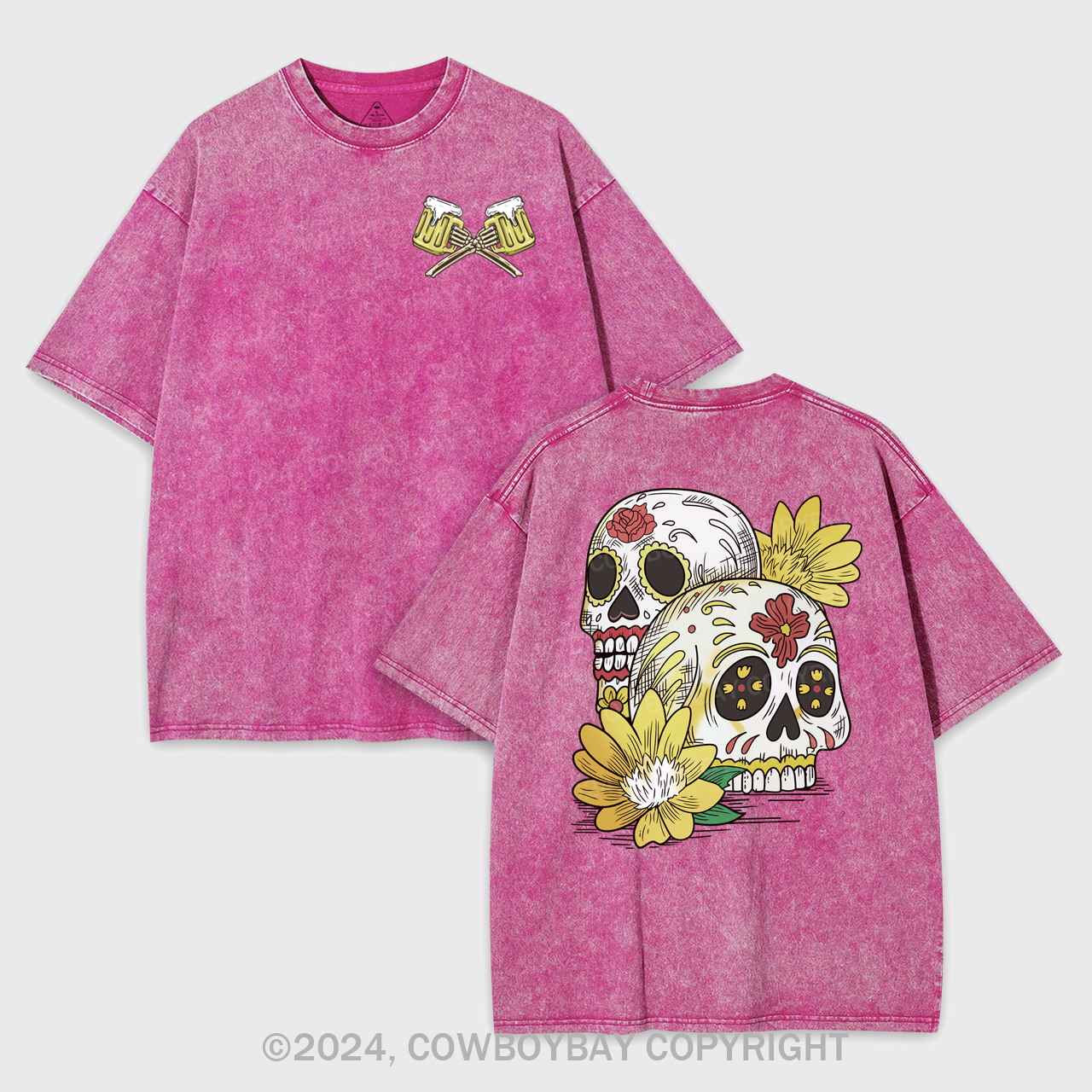 Beer Skull Montage Garment-dye Tees