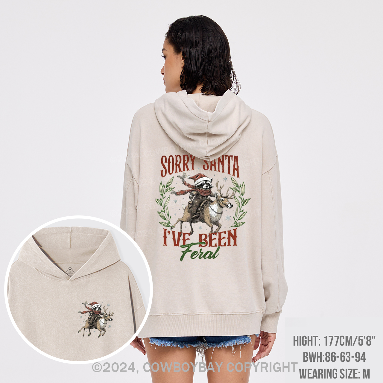 Christmas Raccoon,Sorry Santa Garment-Dye Hoodies