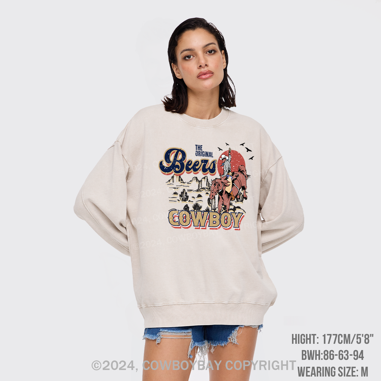 Beers Cowboy On The Wilderness Washed Sweatshirts