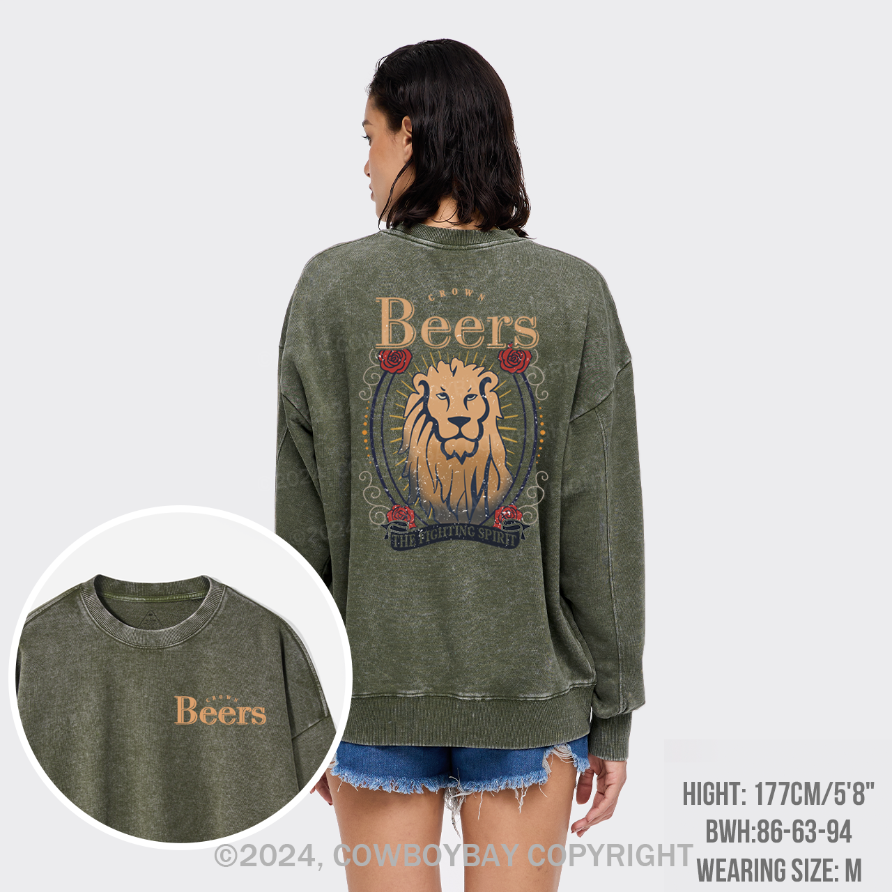 The Fighting Spirit Lion Washed Sweatshirts
