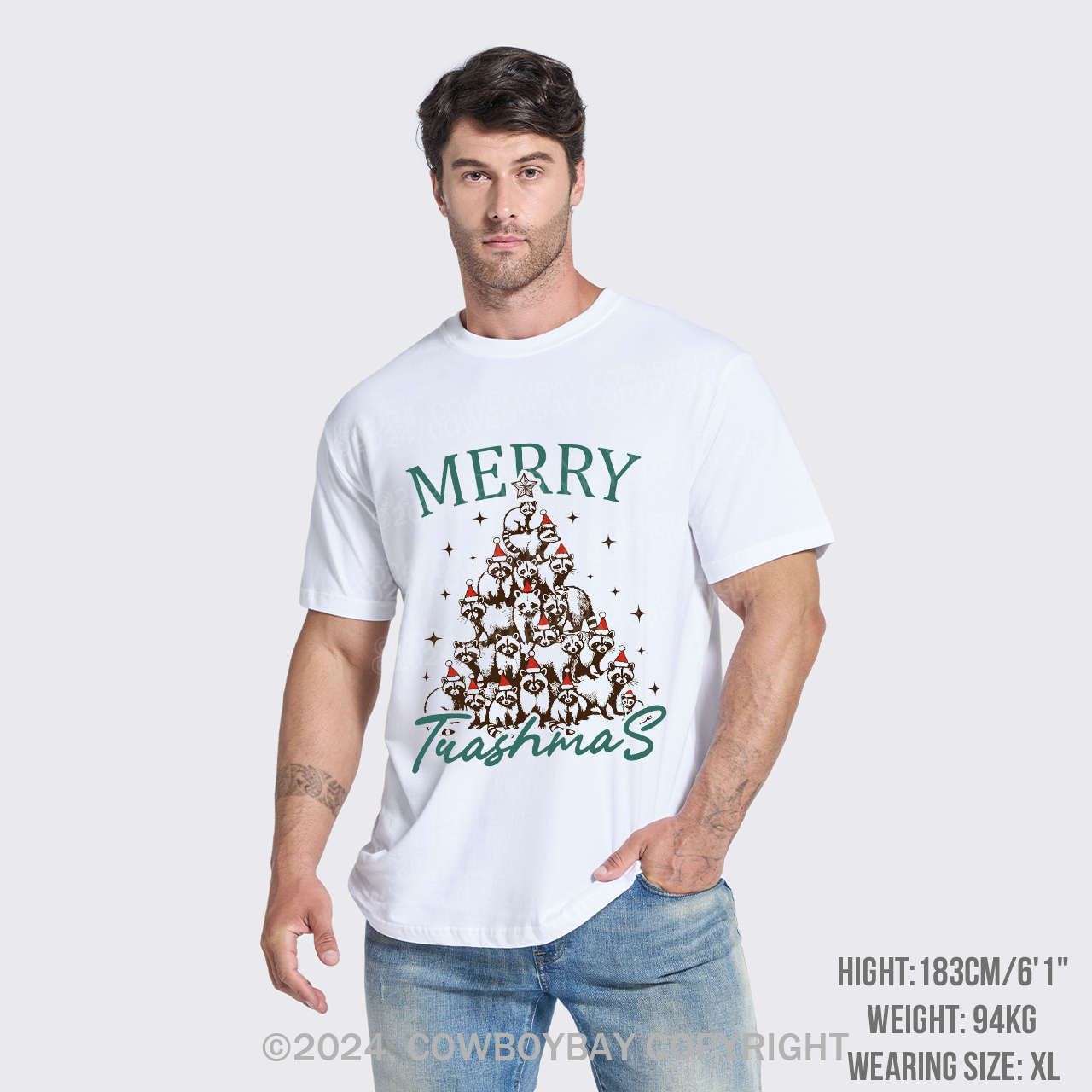 Christmas Feral Raccoon Tree T-Shirts