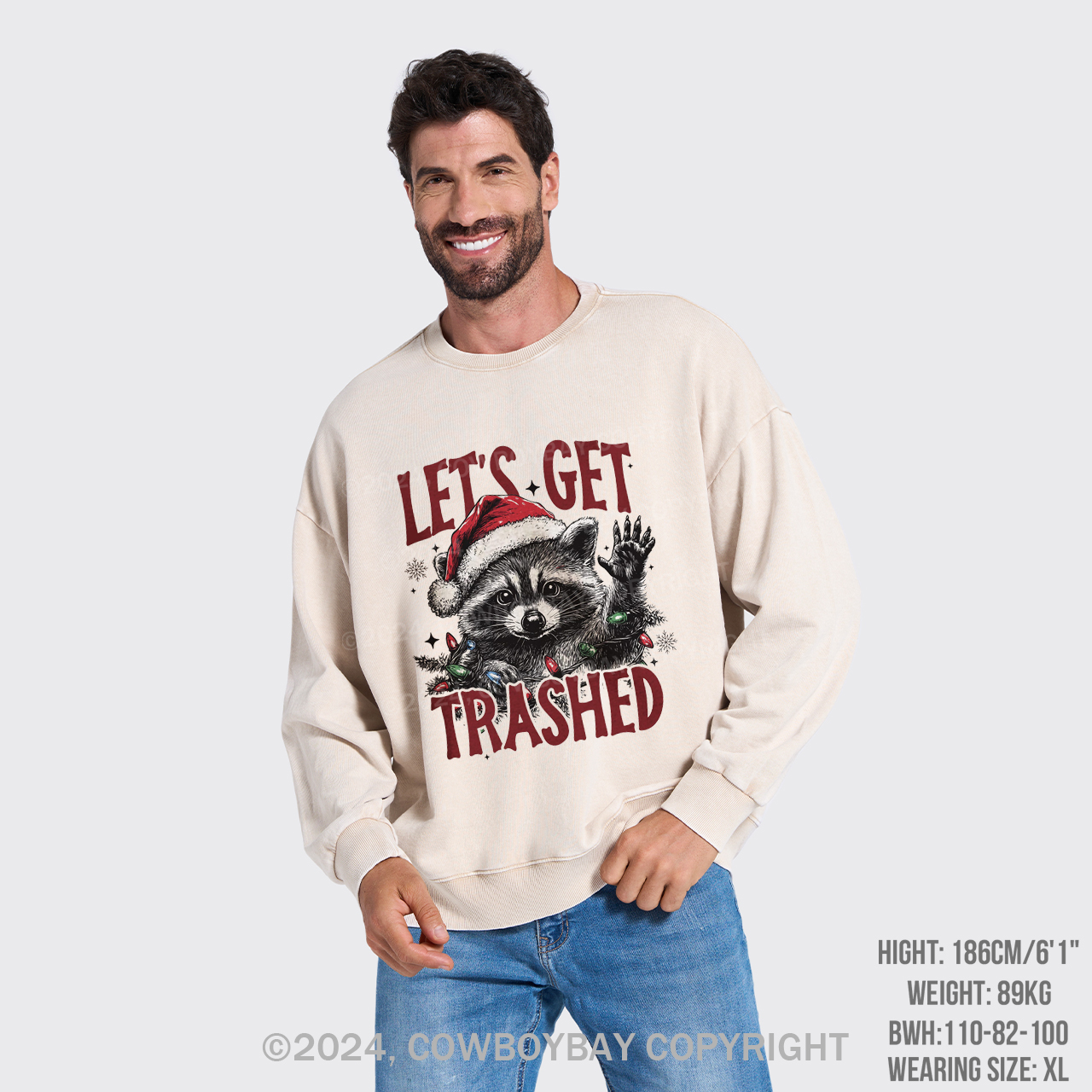 Let's Get Trashed Christmas Washed Sweatshirts