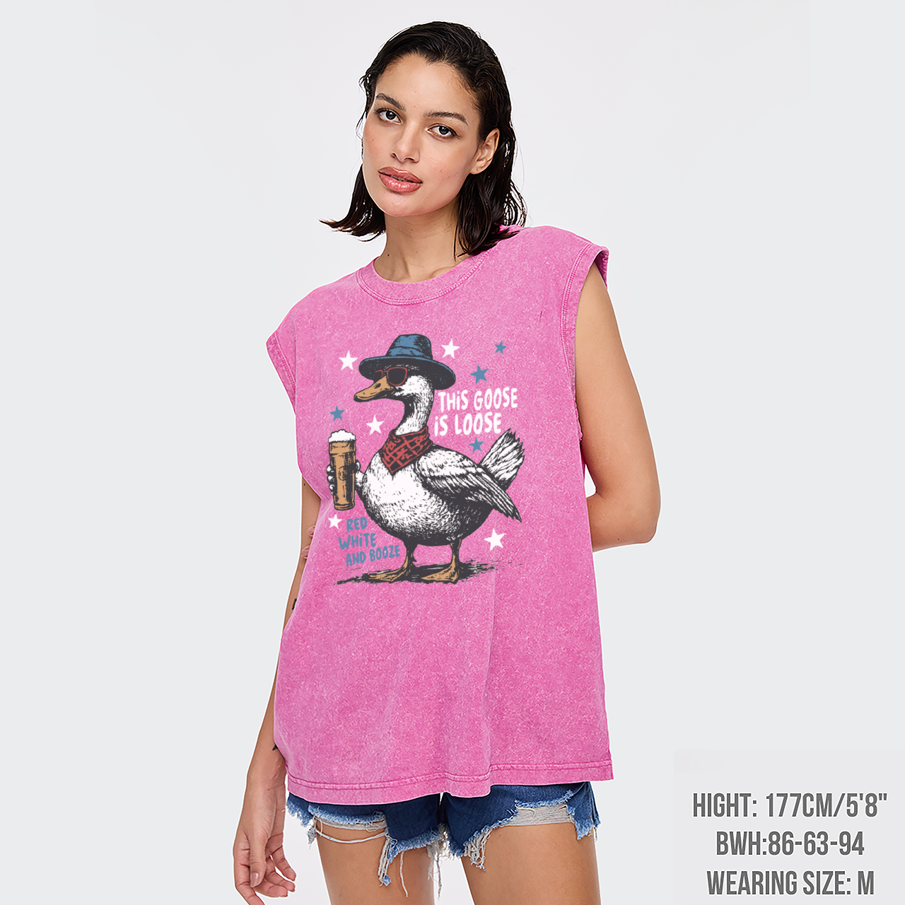 Humorous 4th Of July-This Goose Is Loose Washed Tanks