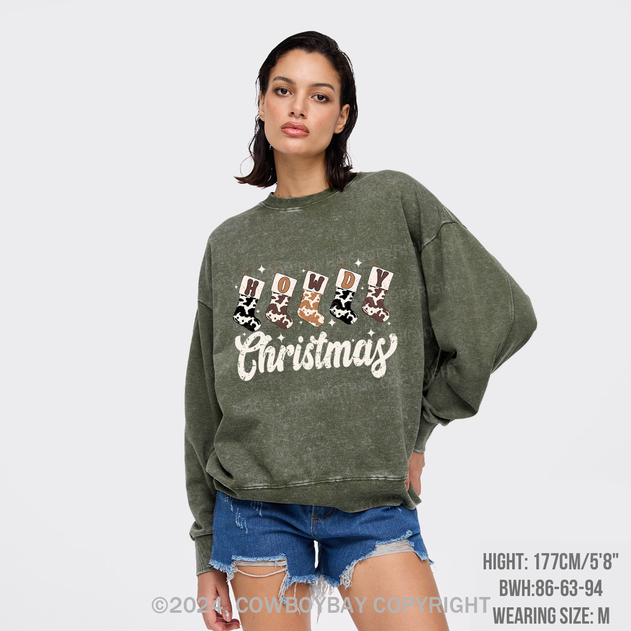 Howdy Christmas Washed Sweatshirts