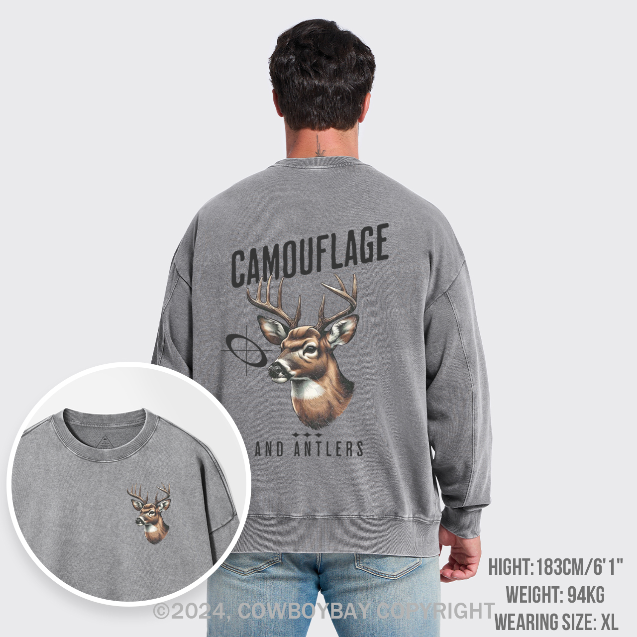 Camouflage Deer Hunting Washed Sweatshirts