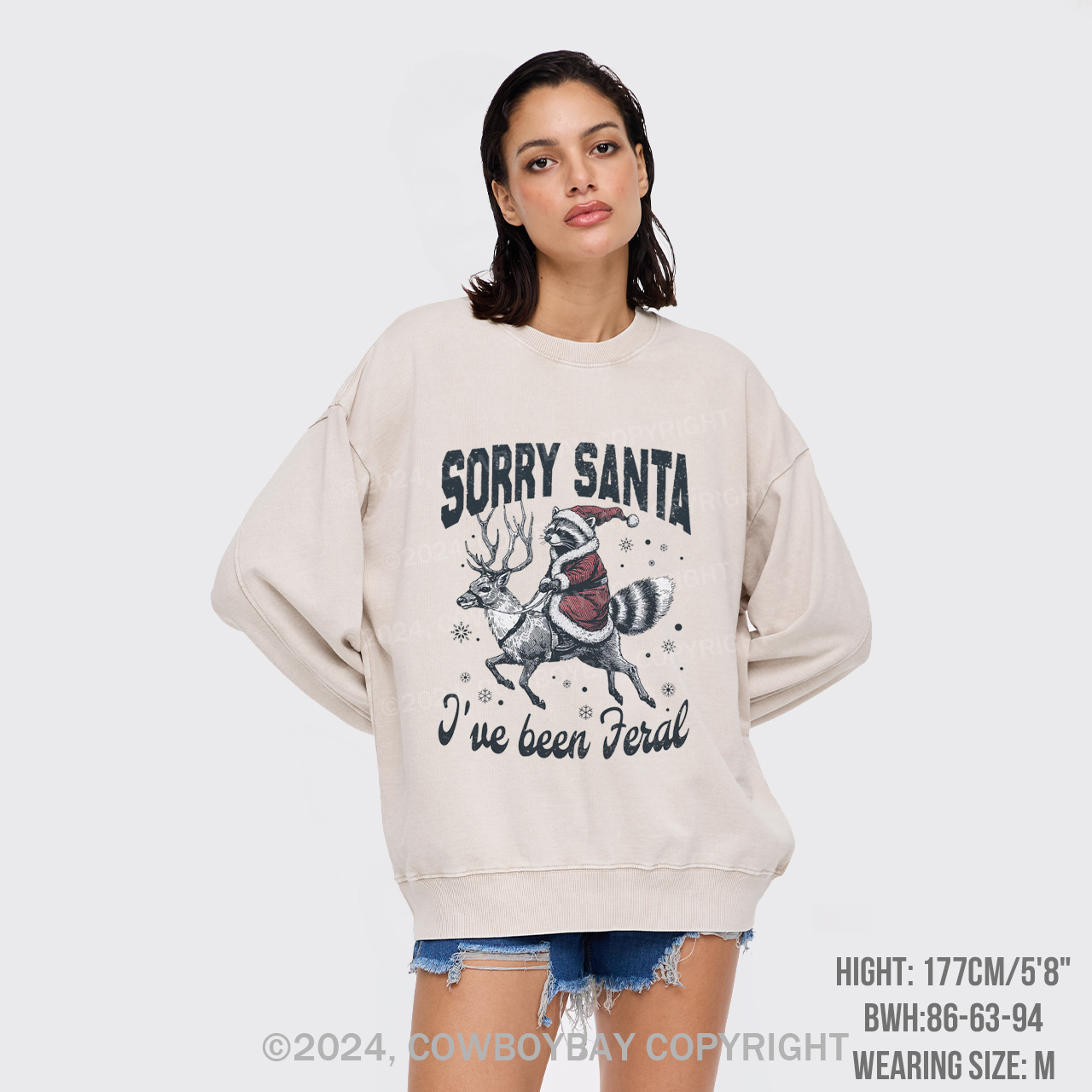 Sorry Santa I've Been Feral Washed Sweatshirts