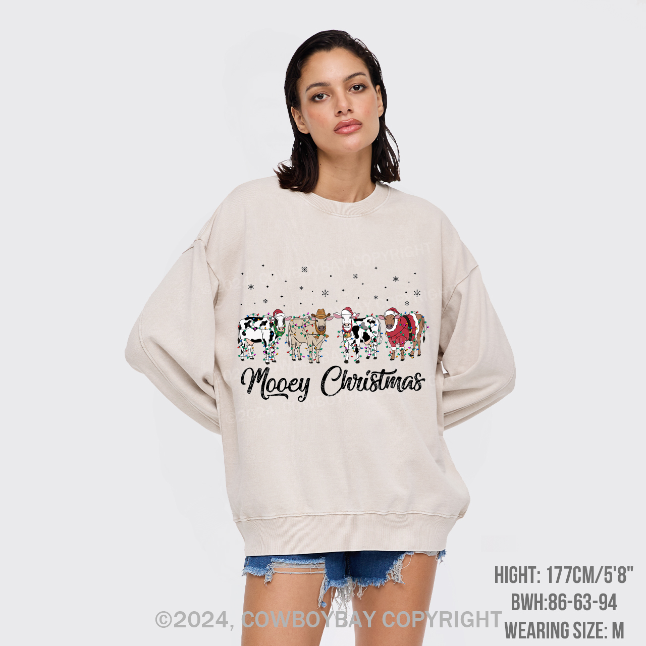 Christmas Cow Washed Sweatshirts
