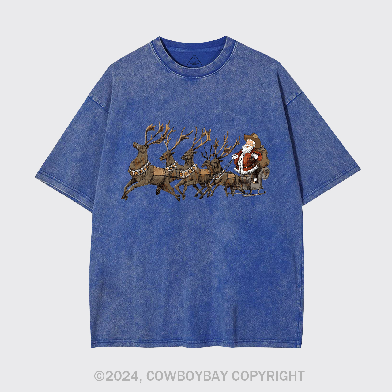 Cowboy Santa With Reindeer Garment-dye Tees