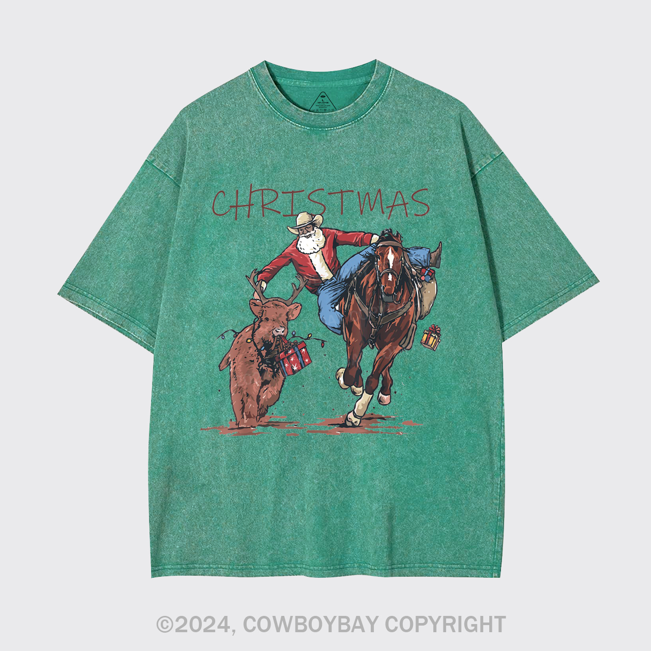 Cowboy Santa Claus Bullfight Garment-dye Tees
