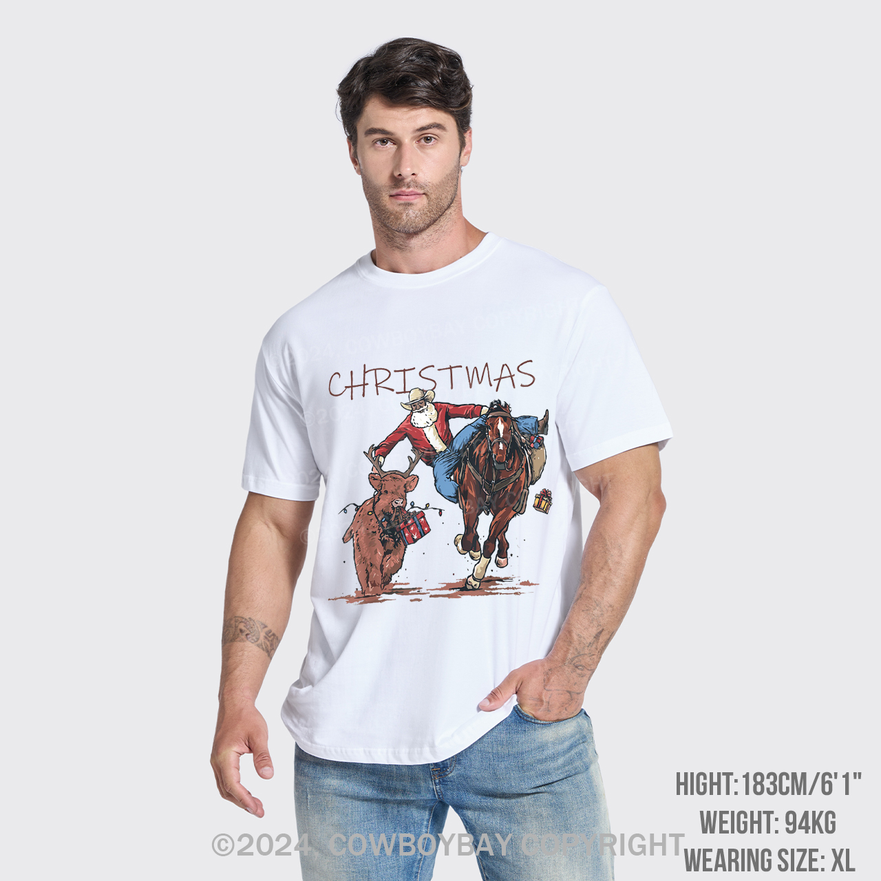 Cowboy Santa Claus Bullfight T-Shirts