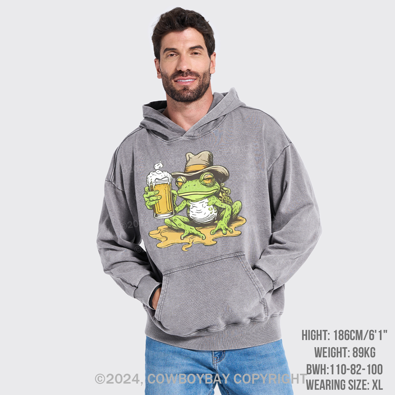 Frog And Beer Garment-Dye Hoodies