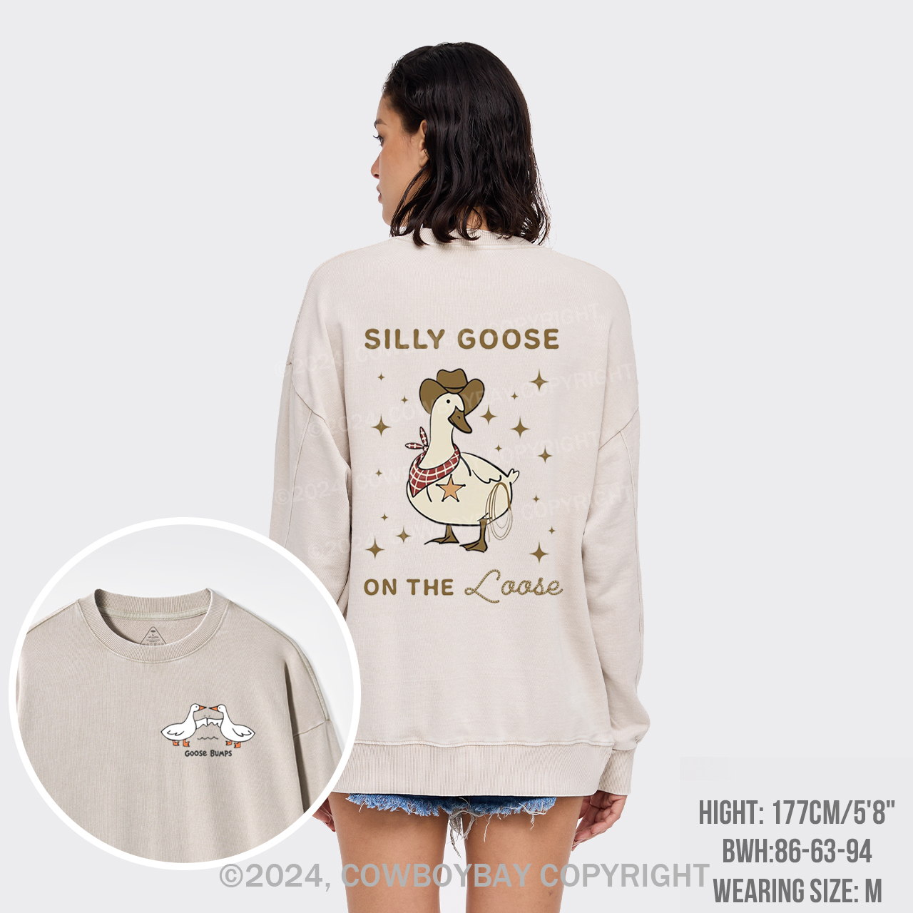 Retro Silly Goose On The Loose Washed Sweatshirts