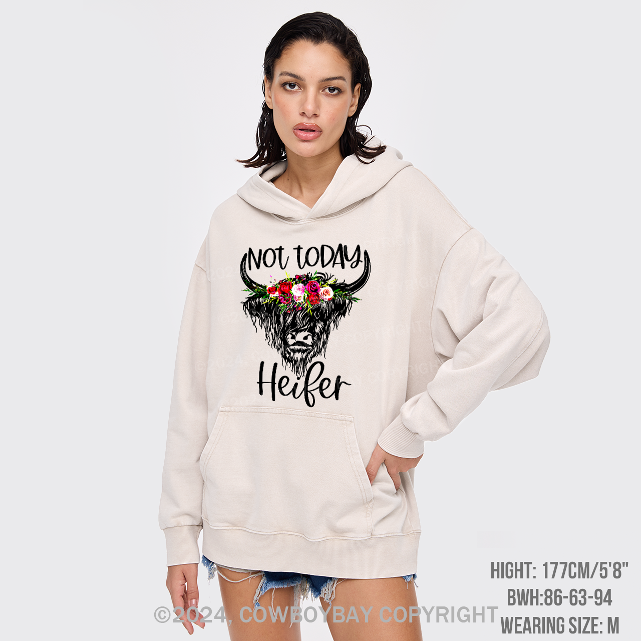 Not Today Heifer Cowboy Garment-Dye Hoodies